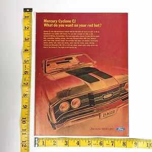Vintage Lincoln Mercury Cyclone CJ Print Ad 1969 Hot Rod Garage Wall Art Decor